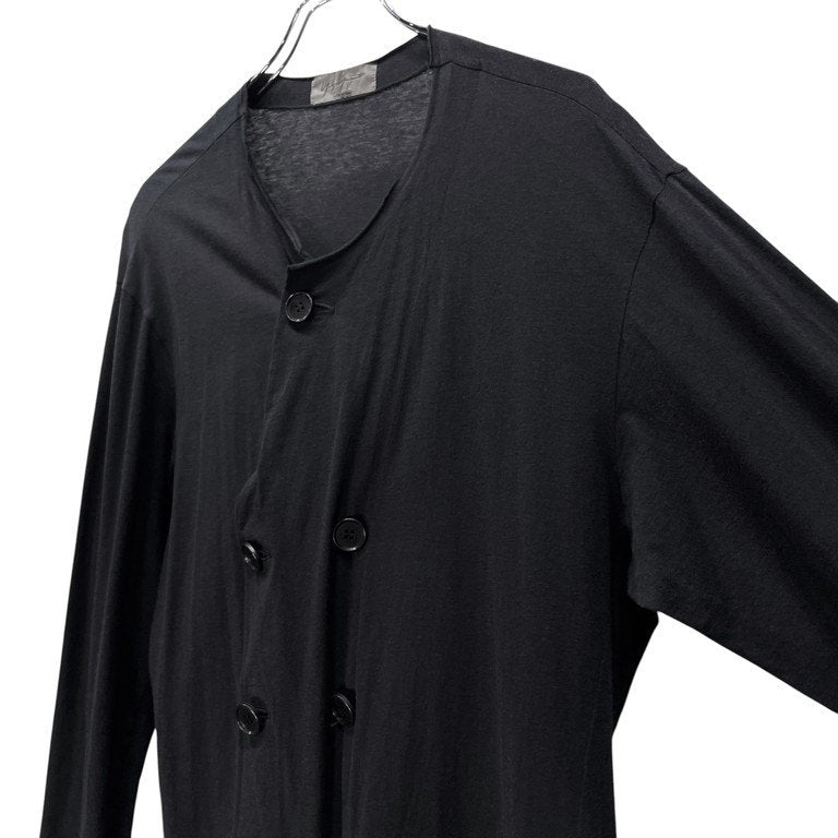 Yohji Yamamoto Pour Homme 12SS 天竺ダブルブレスト裁ち切りノーカラーカットソージャケット カットオフ カーディガン Archive 袴期 ハカマ ヨウジヤマモトプールオム メンズ