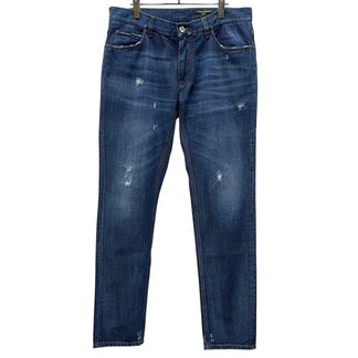 DOLCE&GABBANA DENIM TAORMINA ダメージ加工インディゴデニムテーパードパンツ ジーンズ ボトムス D&G ドルチェアンドガッバーナ メンズ