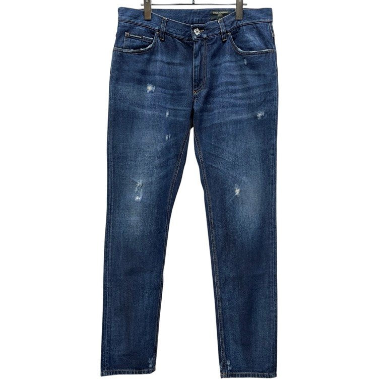 DOLCE&GABBANA DENIM TAORMINA ダメージ加工インディゴデニムテーパードパンツ ジーンズ ボトムス D&G ドルチェアンドガッバーナ メンズ