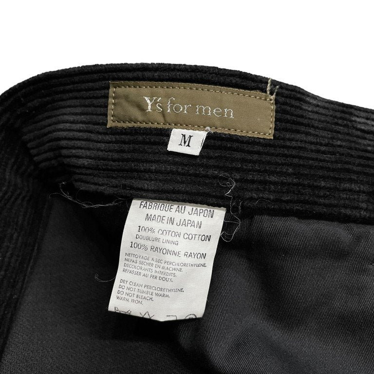 Y's for men 裾ダブルコットンコーデュロイワイドテーパードパンツ スラックス トラウザーズ Archive 90s Yohji Yamamoto Pour Homme ヨウジヤマモトプールオム ワイズフォーメン メンズ