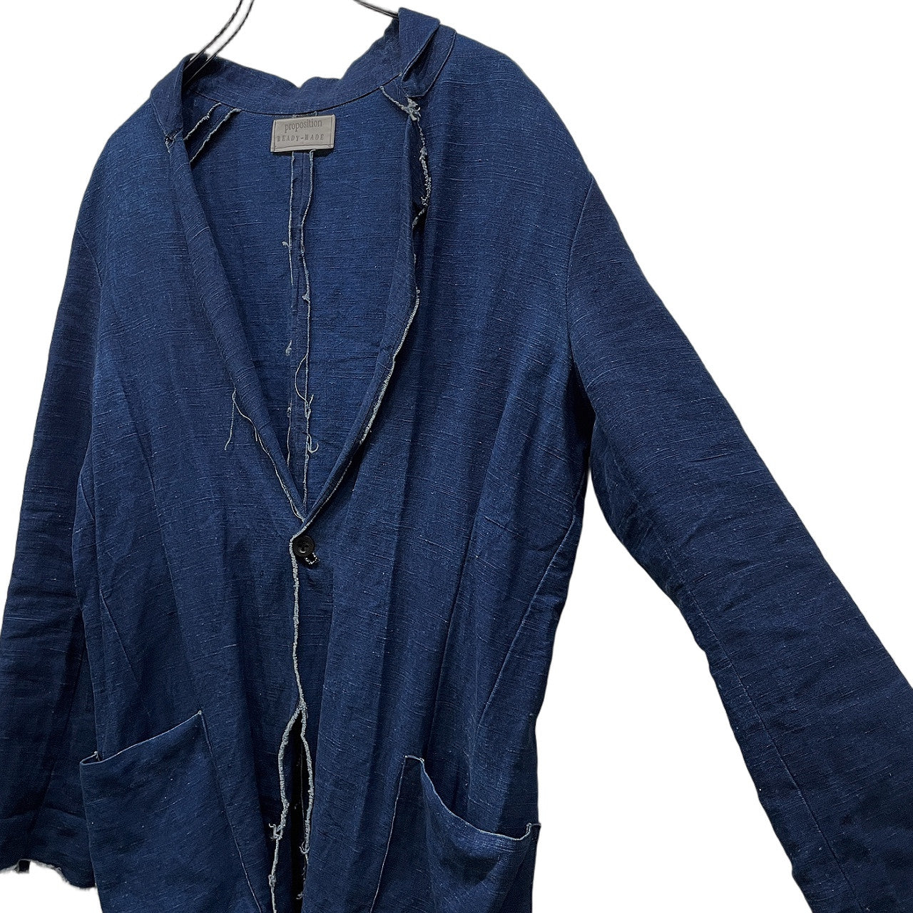 PROPOSITION READY-MADE INDIGO DYED LINEN CUT-OFF TAILORED JACKET インディゴダイリネンカットオフテーラードジャケット プロポジション メンズ