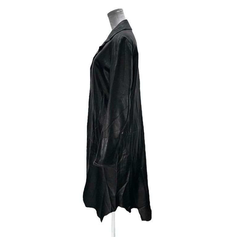 Yohji Yamamoto Femme 03AW 千鳥裏地ラムレザー裁ち切りジップアップロングコート ジャケット ブルゾン アウター Archive ランダムカッティング カットオフ 千鳥格子 ヨウジヤマモトファム レディース