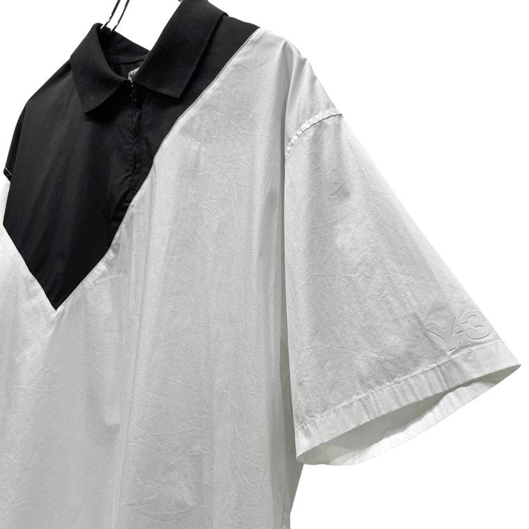 Y-3 20SS M SWM WOVEN POLO ブロード切替プルオーバーツートーンジップシャツ 半袖 トップス ブラウス Yohji Yamamoto adidas ヨウジヤマモト アディダス ワイスリー メンズ レディース ユニセックス