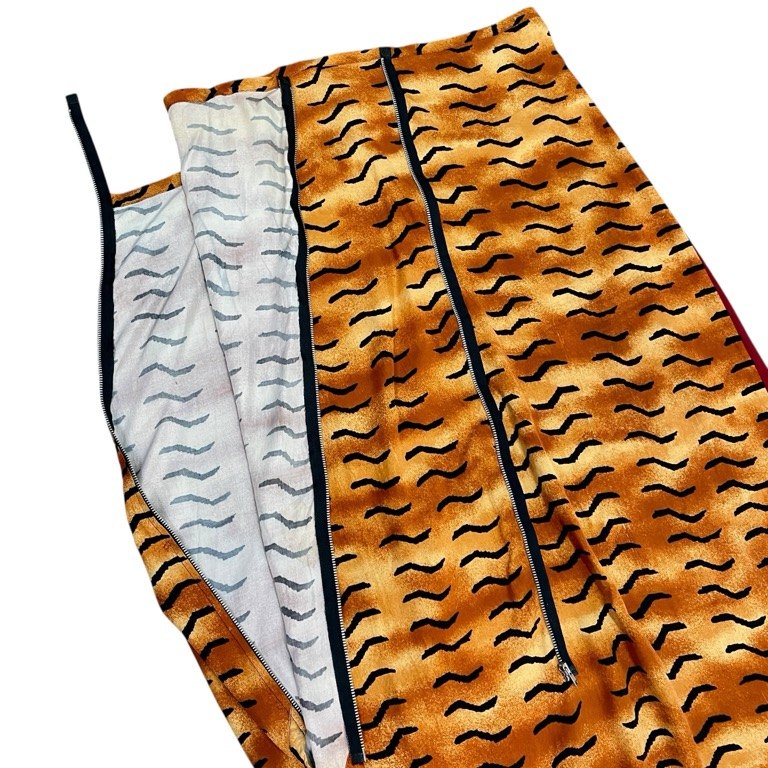 COMME des GARCONS 92SS エスニック柄ジップ装飾変型スカート Archive 90s Unfinished アンフィニッシュド ボトムス パンツ CdG 本ライン コムデギャルソン レディース