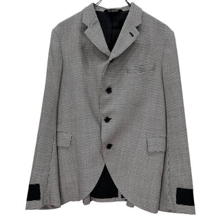BLACK COMME des GARCONS 10AW 千鳥格子柄カフステーピング4Bテーラードジャケット ブレザー ブルゾン コート アウター 総柄 ブラック コムデギャルソン メンズ レディース ユニセックス