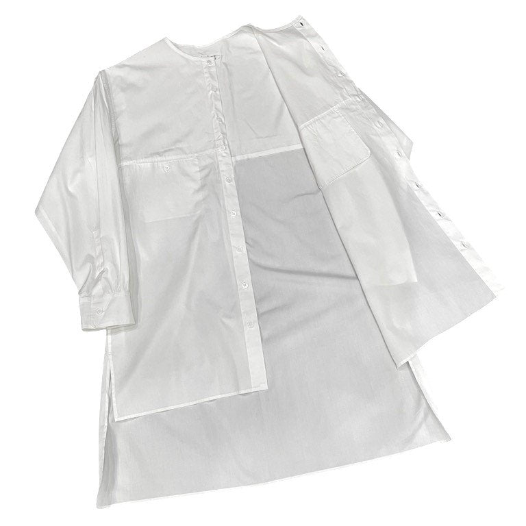 Yohji Yamamoto Pour Homme 20SS コットンブロード袖山ギャザーノーカラーロングシャツ K-前後ヨークシャツ ブラウス トップス ヨウジヤマモトプールオム メンズ