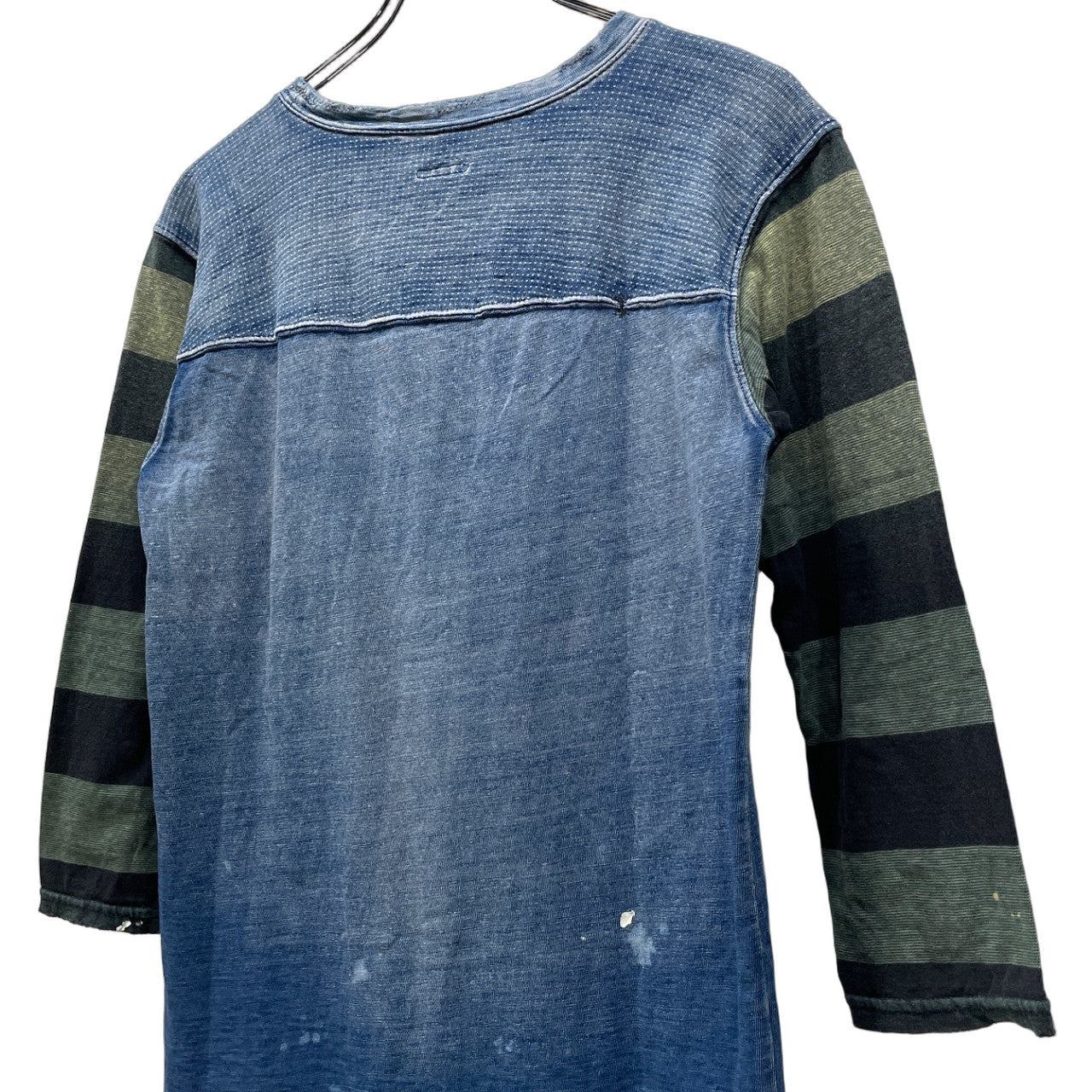 KAPITAL 襤褸ナンバリングダメージリペア加工7分丈フットボールTシャツ カットソー トップス Tee T-shirt Archive ボーダー キャピタル カントリー メンズ レディース ユニセックス