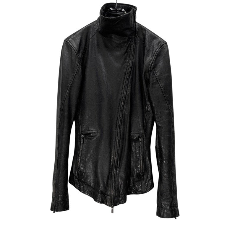 LEON LOUIS 16AW SMALL COLLAR LEATHER JACKET ハイネックラムレザージャケット ブルゾン コート アウター レオンルイス メンズ
