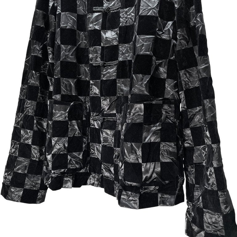 BLACK COMME des GARCONS 23AW フロッキーチェックプリントチャイナシャツ ブラウス トップス ジャケット ブラック コムデギャルソン メンズ レディース ユニセックス
