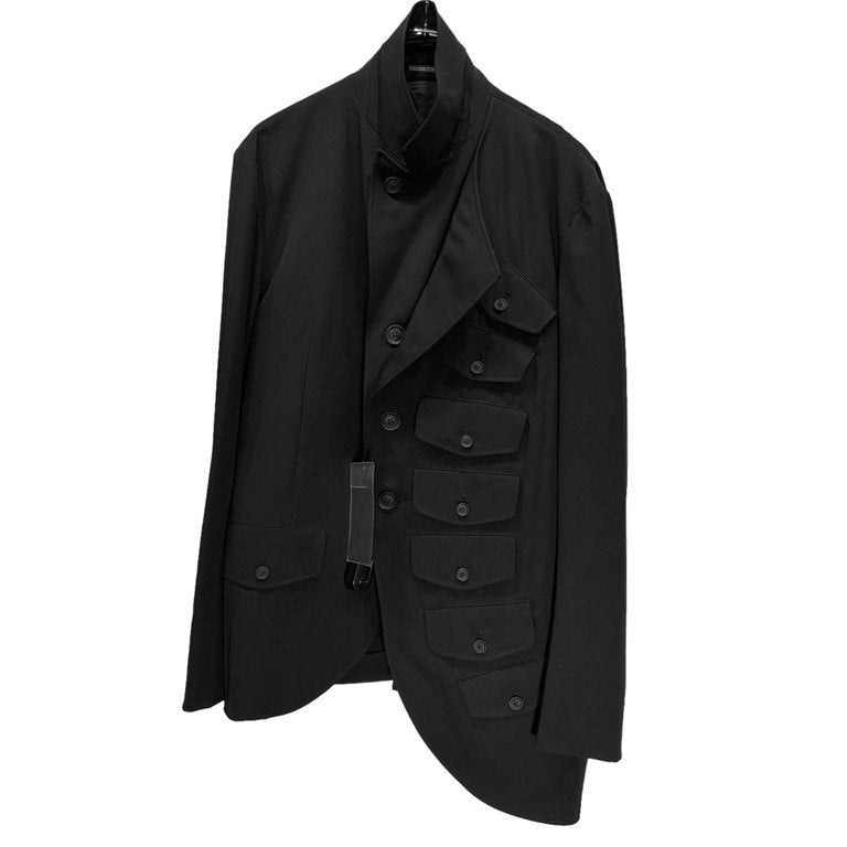 Yohji Yamamoto Pour Homme 19SS ウールギャバジン多重フラップレイヤードテーラードジャケット 左前二重フラップJKT LOOK1 定価192,500円