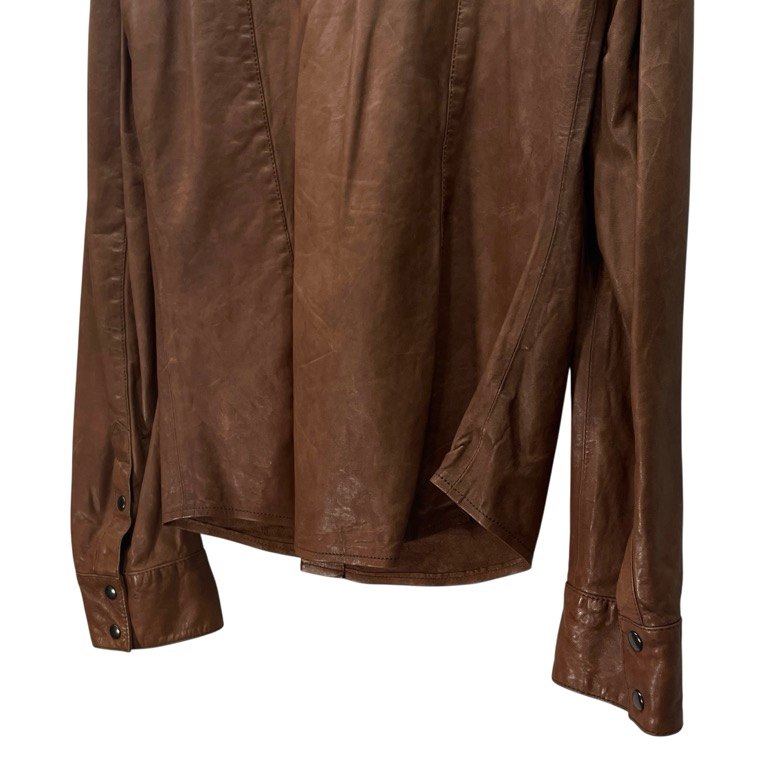 DOLCE&GABBANA ラムレザーウエスタンシャツ ブラウス トップス D&G Archive ラムスキン スナップボタン ドルチェアンドガッバーナ メンズ