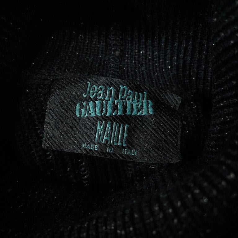 Jean Paul GAULTIER MAILLE メッシュスリーブ銀糸混紡タートルネックニットセーター Archive 90s ハイネック トップス JPG ジャンポールゴルチエ ゴルチェ メンズ