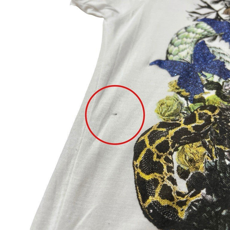 KMRii バタフライラメプリントVネックモダールカットソー Tシャツ Tee T-shirt 蝶々 トップス Y2K ケムリ メンズ