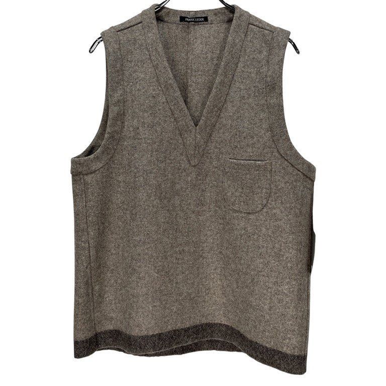 FRANK LEDER 圧縮ウールVネックヘムラインプルオーバーポケットベスト ノースリーブ トップス ジャケット アウター タグ付き 定価53,900円 フランクリーダー メンズ
