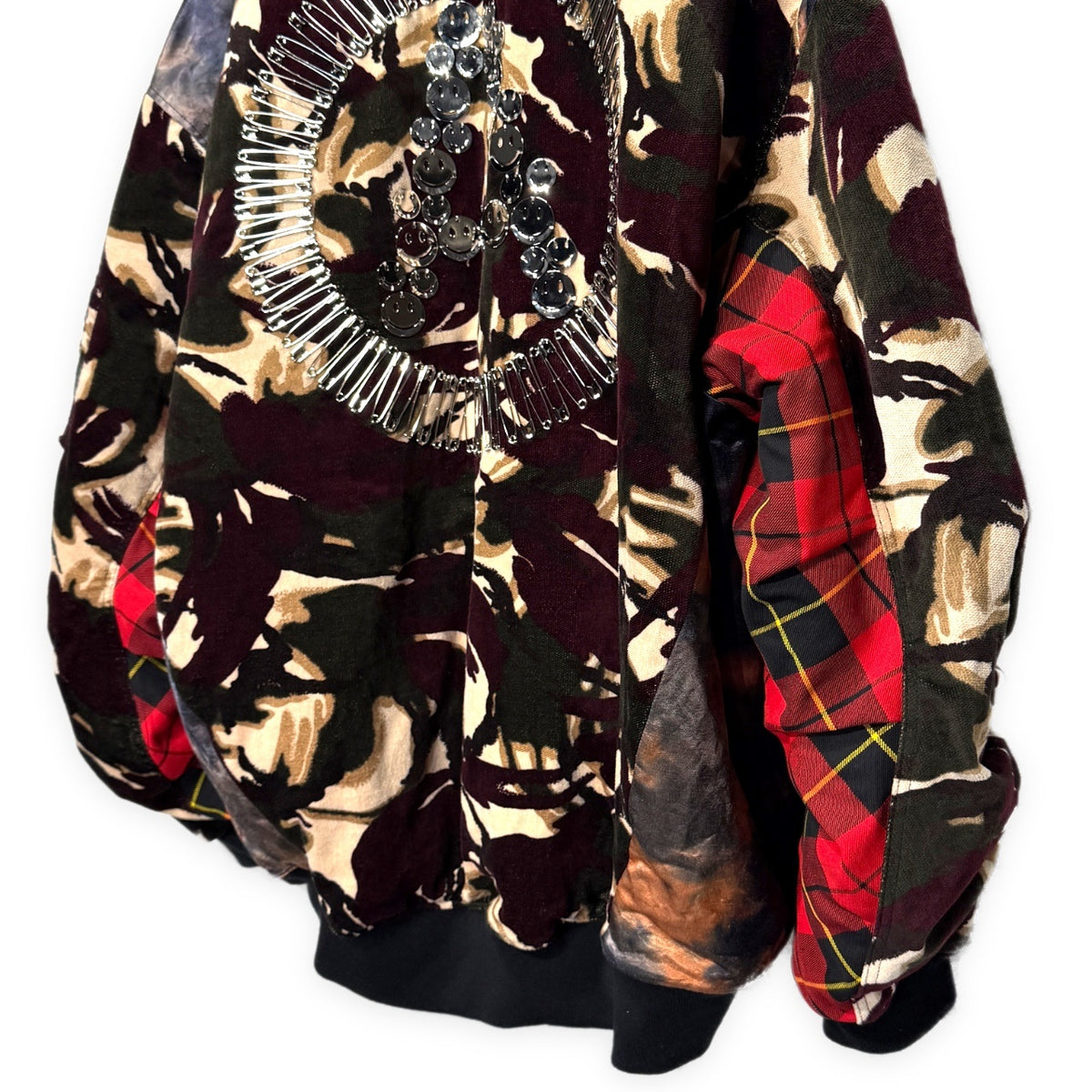 KIDILL ANARCHY MA-1 JACKET スマイリーアナーキーチェーン装飾切り替えボンバージャケット ブルゾン コート アウター チェック 迷彩 総柄 KL734 キディル メンズ