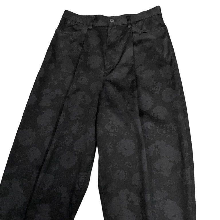 LAD MUSICIAN 18AW ROSE MIX PANTS コットンギャバジンシャドーローズプリントストレッチテーパードワイドパンツ 花柄