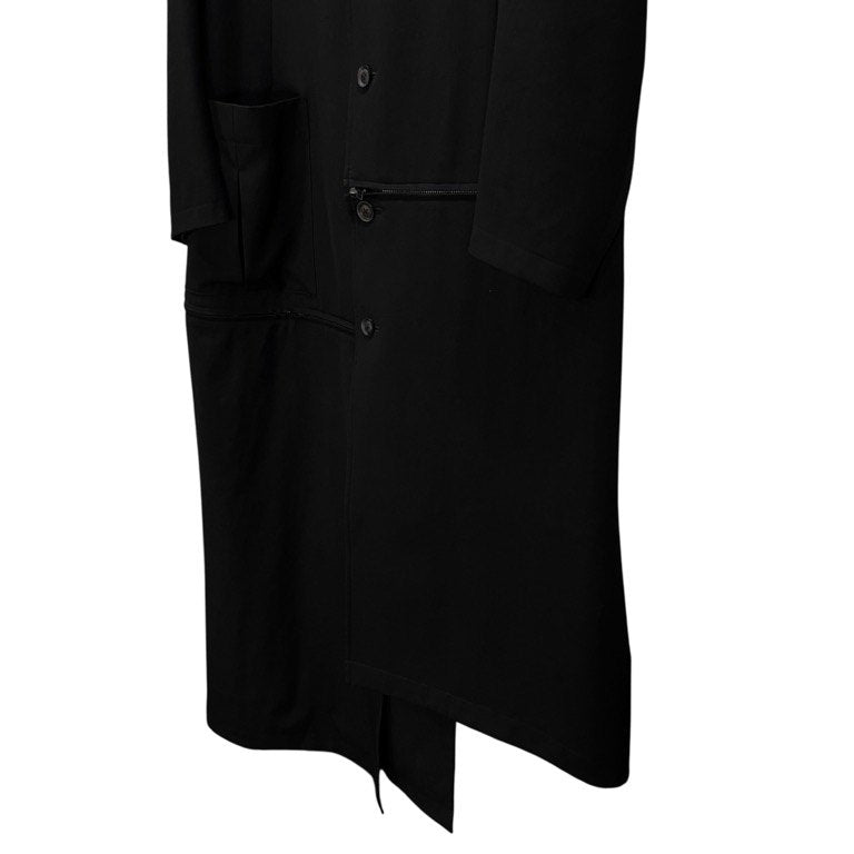 Yohji Yamamoto Pour Homme 19AW WRINKLED GABARDINE STAND FASTENER JACKET ウールギャバジンスタンドファスナーアシンメトリーロングジャケット コート ジップ ブルゾン アウター 定価151,800円 ヨウジヤマモトプールオム メンズ