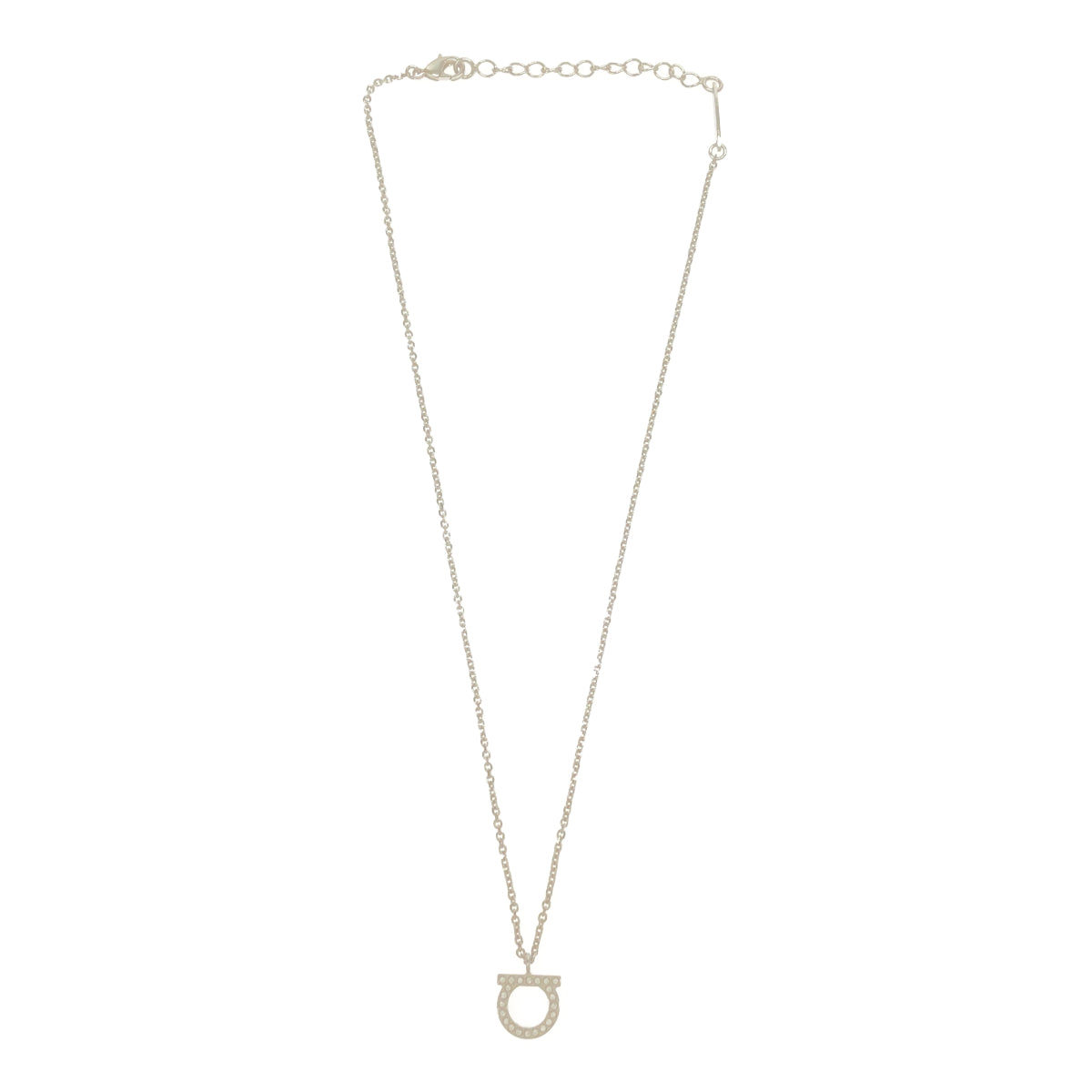 フェラガモガンチーニラインストーンネックレス M【Ferragamo】ガンチーニ ネックレス ラインストーン シルバーカラー