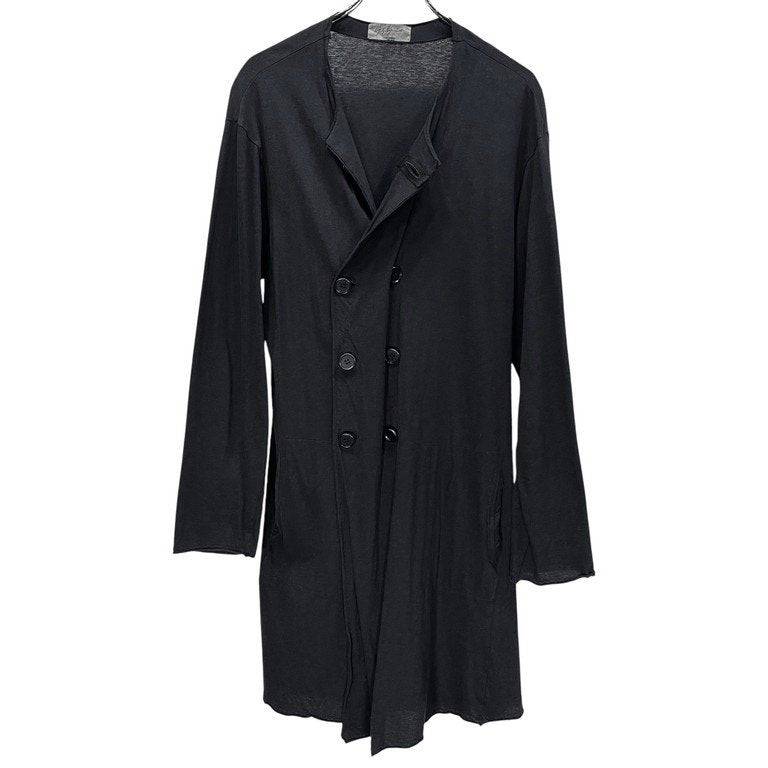 Yohji Yamamoto Pour Homme 12SS 天竺ダブルブレスト裁ち切りノーカラーカットソージャケット カットオフ カーディガン Archive 袴期 ハカマ ヨウジヤマモトプールオム メンズ