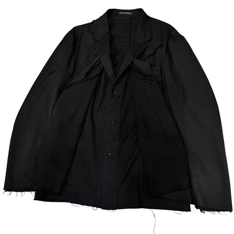 Yohji Yamamoto Pour Homme 15AW ウールギャバジン3重レイヤード裁ち切りテーラードジャケット Archive HY-J22-803 三重 カットオフ リバーシブル 刺繍 ブレザー コート アウター ヨウジヤマモトプールオム メンズ