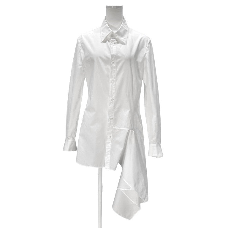 Yohji Yamamoto +NOIR 18SS コットンブロードフラシドレープロングシャツ ブラウス トップス Femme ヨウジヤマモト プリュスノアール ファム レディース