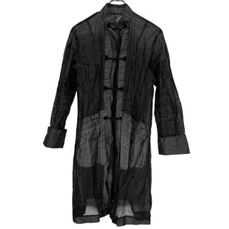 BLACK COMME des GARCONS 20AW ポリエステル皺加工シースルーロングチャイナシャツ ブラウス トップス アウター ジャケット コート ブラック コムデギャルソン メンズ レディース ユニセックス