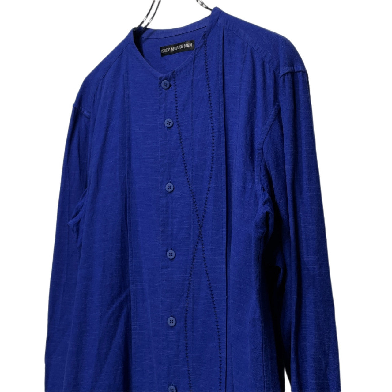 ISSEY MIYAKE MEN 17AW コットンモダールフロント刺繍ノーカラーシャツ ブラウス トップス イッセイミヤケメン メンズ