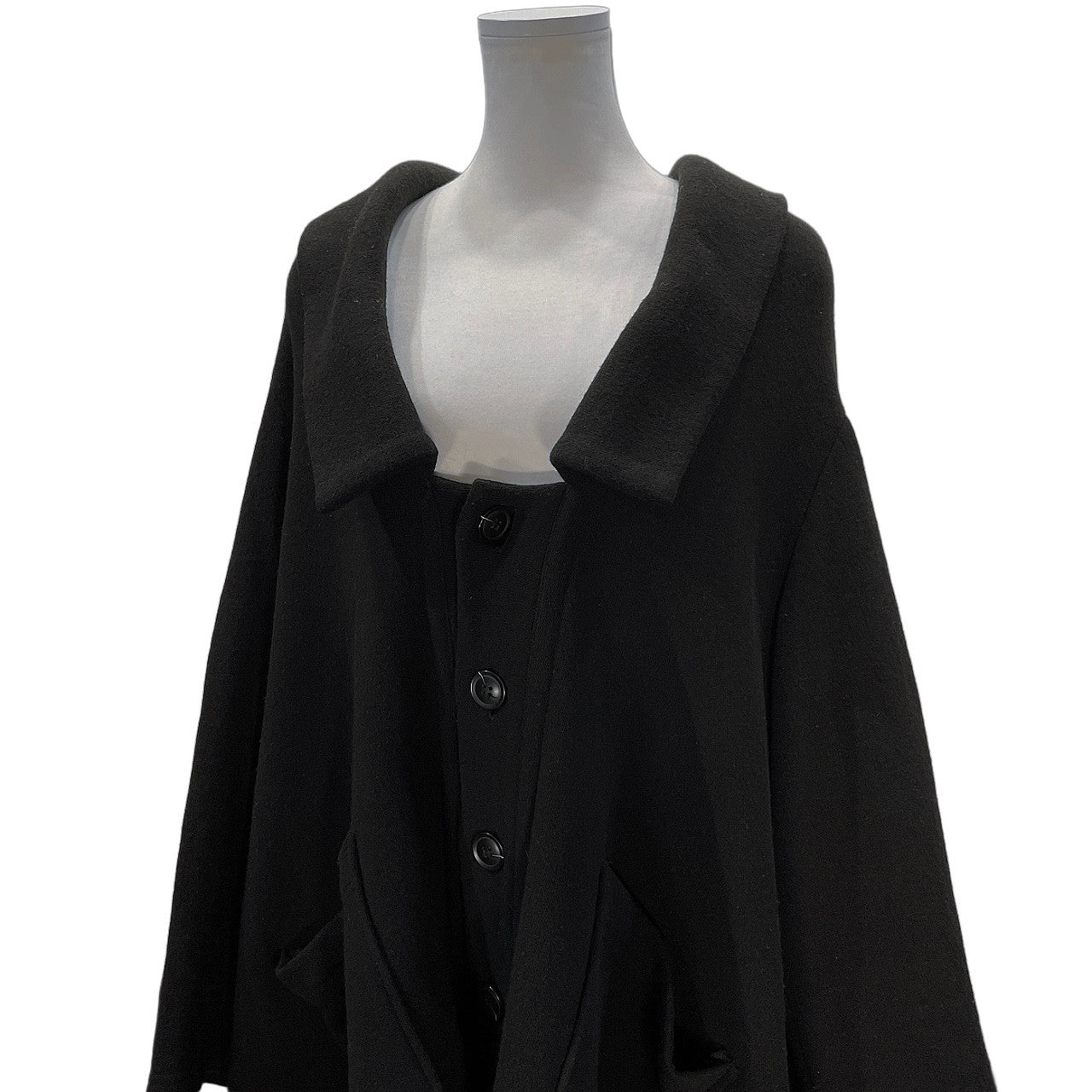LIMI feu 20AW ウールスウェットサイドドレープオーバーサイズコート ニット ジャケット ブルゾン アウター Yohji Yamamoto リミフゥ ヨウジヤマモト レディース