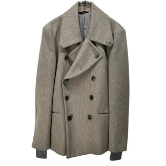 Paul Smith 11AW レザーパイピングダブルブレストショートウールコート ジャケット Pコート ブルゾン アウター ポールスミス メインライン メンズ