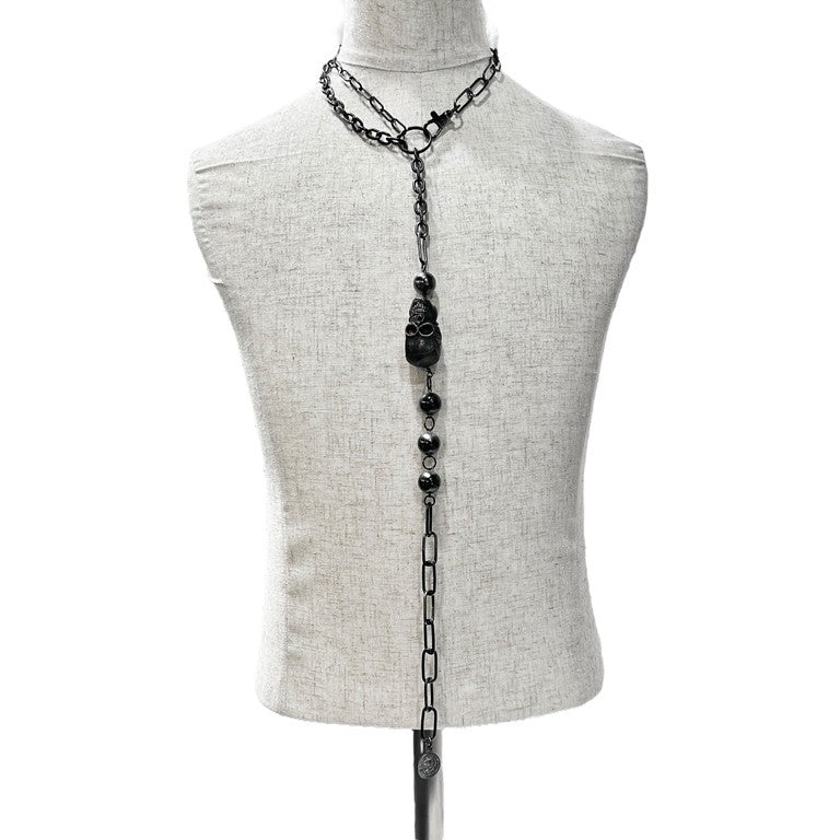 Jean Paul GAULTIER ビッグスカルダブルチェーンネックレス 一点物 激レア 希少 Archive 90s 00s JPG 未使用 ペンダント アクセサリー ジャンポールゴルチエ メンズ レディース ユニセックス