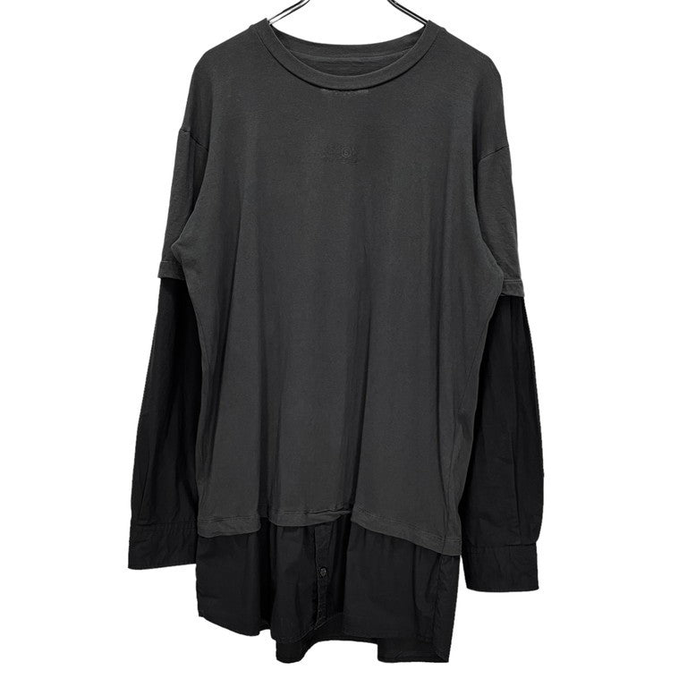 MM6 Maison Margiela 23AW ロゴプリントシャツレイヤードドッキングオーバーサイズカットソー トップス Tシャツ 長袖シャツ エムエムシックス メンズ レディース ユニセックス S52NH0007 STJ381