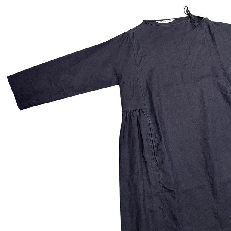 COMME des GARCONS リネンプルオーバーロングスモックワンピース シャツ ブラウス チュニック Archive 70s 初期 トップス コムデギャルソン レディース