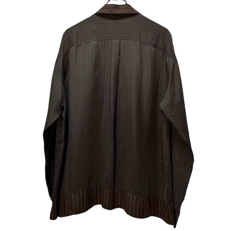 TOGA VIRILIS 21AW オープンカラーストライプフリルキュプラシャツ ブラウス 開襟 トップス トーガ ビリリース メンズ