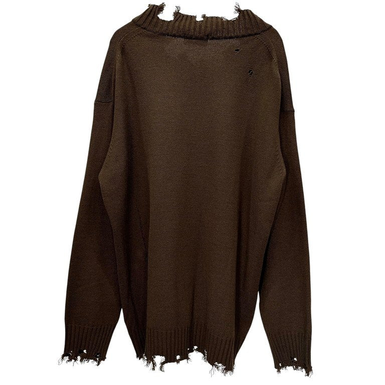 S'YTE Yohji Yamamoto 7G BULKY WOOL DAMAGE V NECK PULLOVER ミドルゲージVネックダメージニットセーター カットオフ トップス UM-K48-613 サイト ヨウジヤマモト メンズ レディース ユニセックス