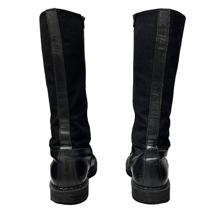 Yohji Yamamoto Pour Homme 19AW レザーキャンバスアートペイントレースアップサイドジップジョッキーブーツ LOOK25 ロング ジョッパーズ ジョッパー シューズ 靴 クツ ヨウジヤマモトプールオム メンズ