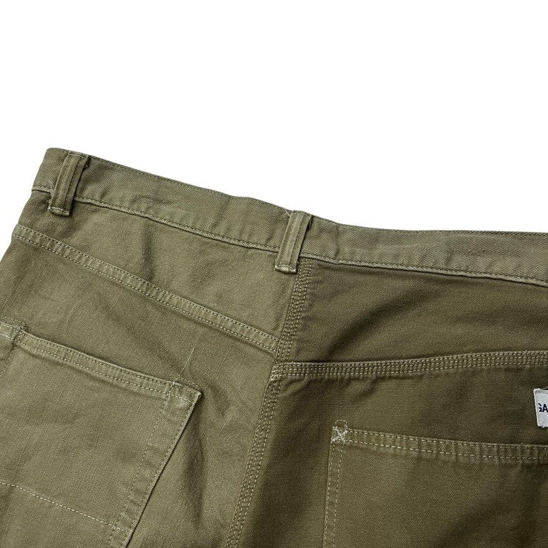 GANRYU 13SS ヴィンテージディテールアシンメトリーコットンクロップドサルエルパンツ ボトムス 股リベット オフセットベルトループ ペインター Archive COMME des GARCONS ガンリュウ コムデギャルソン メンズ