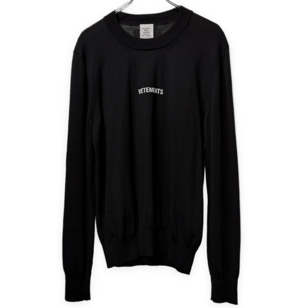 VETEMENTS 21AW ロゴプリント刺繍メリノウールクルーネックニットセーター トップス UAH21KN054 ヴェトモン メンズ