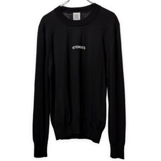 VETEMENTS 21AW ロゴプリント刺繍メリノウールクルーネックニットセーター トップス UAH21KN054 ヴェトモン メンズ