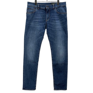 DOLCE&GABBANA バックポケットロゴ刺繍スリムフィットストレッチデニムパンツ SLIM D&G ジーンズ ボトムス レザーパッチ ドルチェアンドガッバーナ メンズ