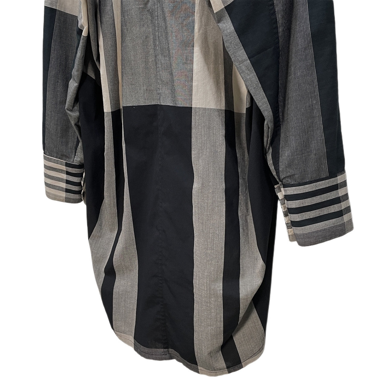 JOE CHIA ストライプチェックフライフロントロングシャツ ブラウス トップス ジョーチア メンズ