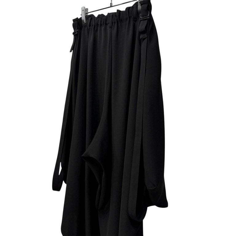LIMI feu 25AW DOUBLE SATIN PANTS WITH D-RINGS ポリエステルダブルサテンボンテージパンツ サイドベルト ボトムス 定価70,400円 LL-P21-910 Yohji Yamamoto Femme ヨウジヤマモトファム リミフゥ レディース