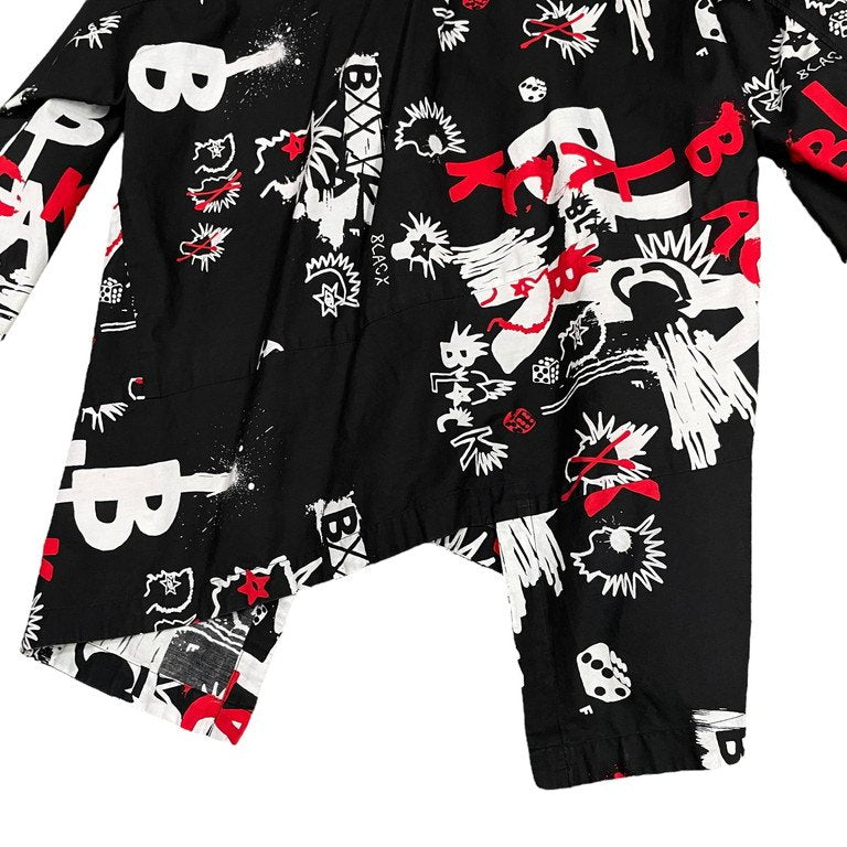 BLACK COMME des GARCONS 16SS ランダムカッティングアートプリントシャツ 変形 総柄 ブラウス トップス ブラック コムデギャルソン メンズ レディース ユニセックス