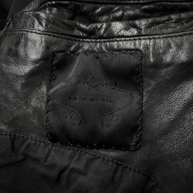 LEON LOUIS 16AW SMALL COLLAR LEATHER JACKET ハイネックラムレザージャケット ブルゾン コート アウター レオンルイス メンズ