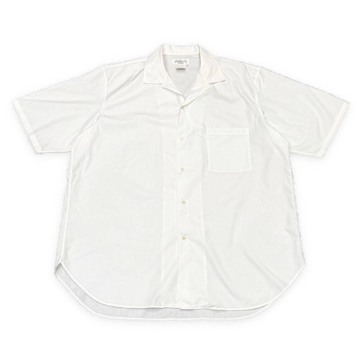 Yohji Yamamoto Pour Homme コットンブロードオープンカラーオーバーサイズシャツ ブラウス トップス Archive 80s 丸文字 開襟 半袖 ヨウジヤマモトプールオム メンズ