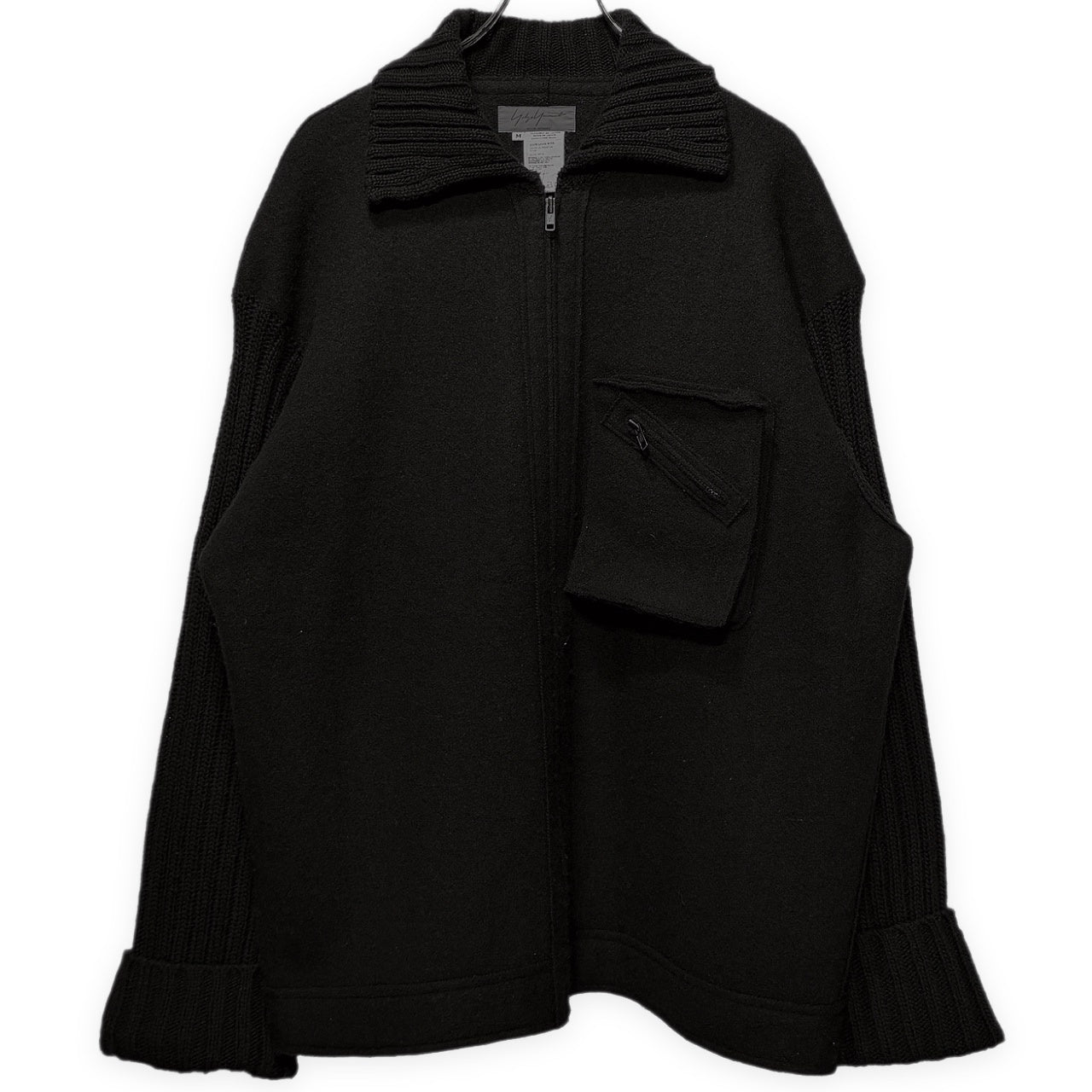 Yohji Yamamoto Pour Homme 98AW 袖ニット切り替え圧縮ウール立体ポケットジップアップブルゾン ジャケット コート アウター Archive 90s ヨウジヤマモトプールオム メンズ
