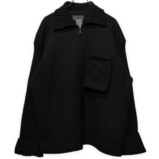 Yohji Yamamoto Pour Homme 98AW 袖ニット切り替え圧縮ウール立体ポケットジップアップブルゾン ジャケット コート アウター Archive 90s ヨウジヤマモトプールオム メンズ