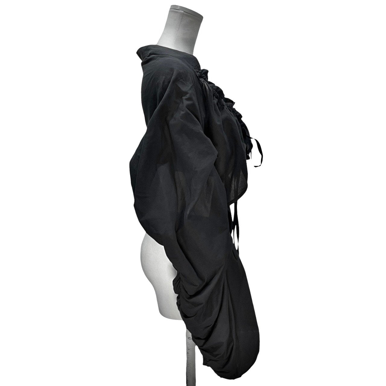 whowhat 25SS 4 TRANSFORM WIDE SLEEVE -BLACK- 変型シャーリングワイドタックスリーブジャケット ブラウス シャツ ブルゾン コート アウター WH-2501-T9 定価35,200円 未使用タグ付き フーワット メンズ レディース ユニセックス