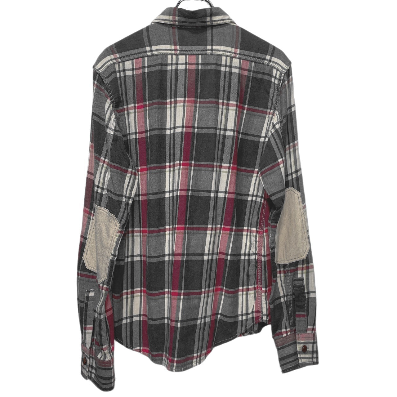 Nigel Cabourn チェックフランネルレザーくるみボタンエルボーパッチシャツ ブラウス トップス ナイジェルケーボン メンズ