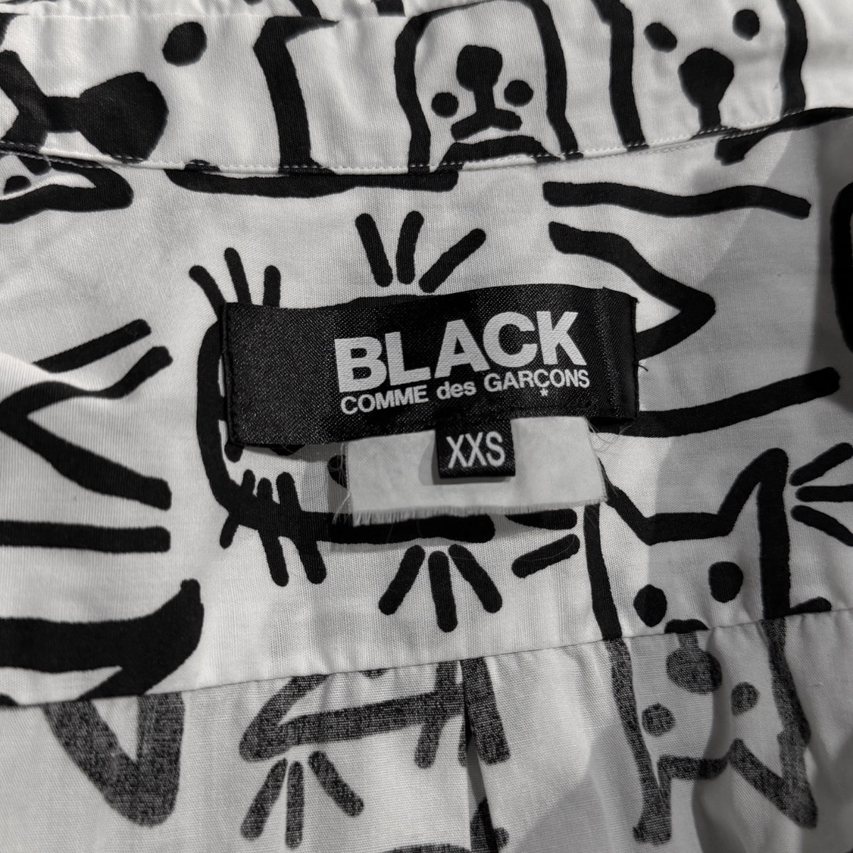 BLACK COMME des GARCONS 13AW アニマルプリント異素材切り替えシャツ 丸襟 ブラウス トップス Archive ギャルソン レディース