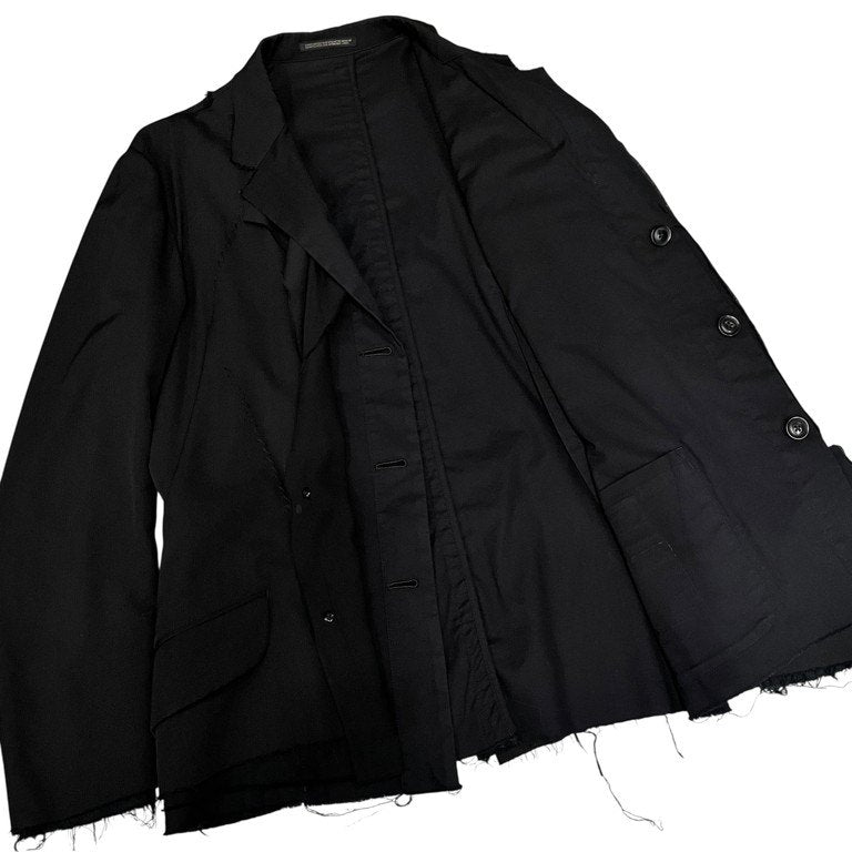 Yohji Yamamoto Pour Homme 15AW ウールギャバジン3重レイヤード裁ち切りテーラードジャケット Archive HY-J22-803 三重 カットオフ リバーシブル 刺繍 ブレザー コート アウター ヨウジヤマモトプールオム メンズ